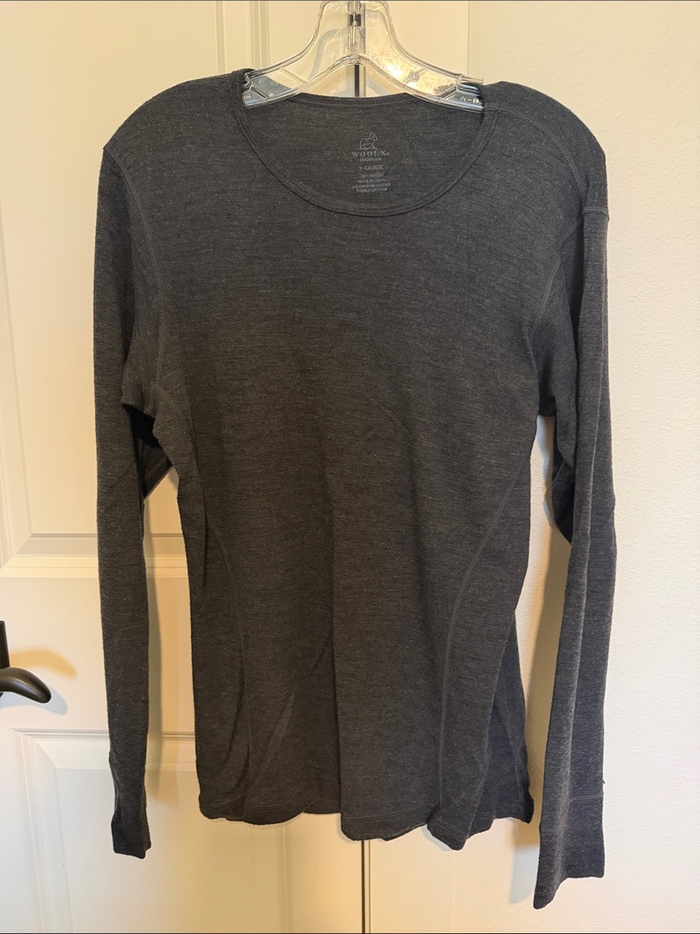 Woolx Women's Charcoal Long Sleeve Crew Neck Tee